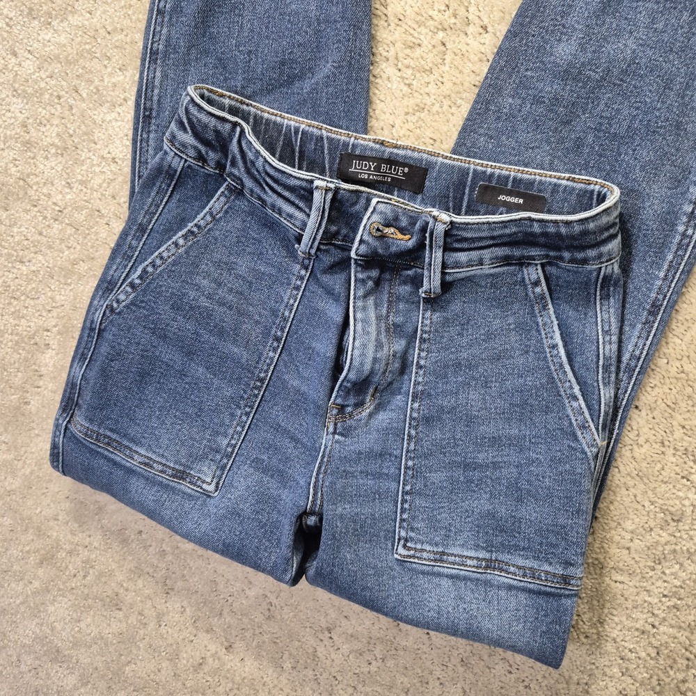 Judy Blue Jogger Jeans Womens 1/25 Dark Wash Stretch Denim 26/30 Comfort Utility